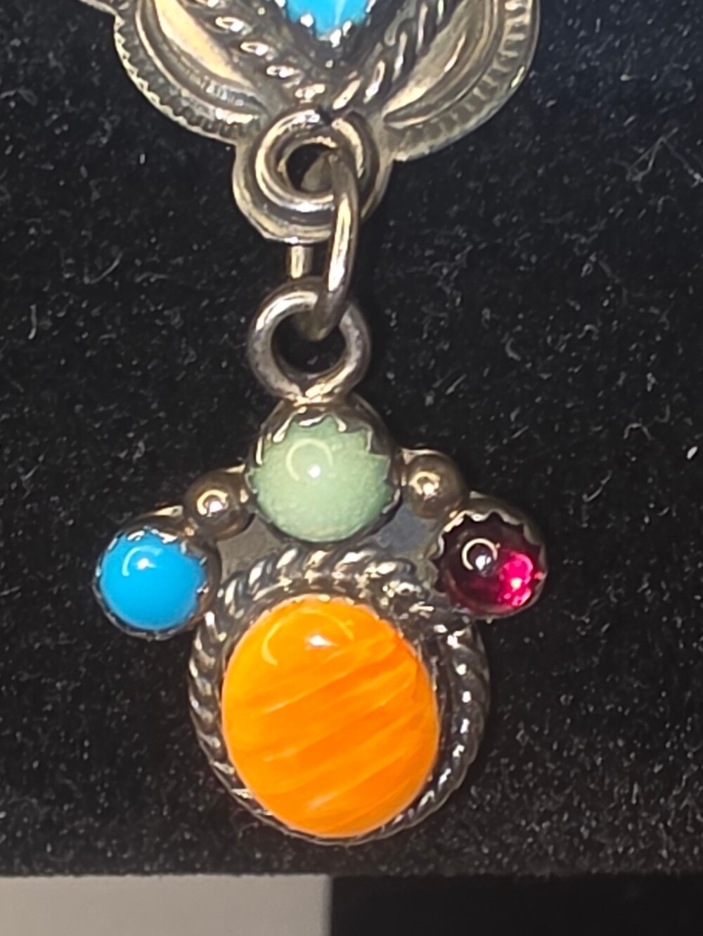 Native American sterling silver Earrings Signed, Heart Turquoise - Picture 11 of 14